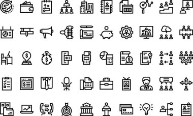 İş yönetimi Yüksek Kaliteli Vektör Simgeleri Koleksiyonunu Düzenlenebilir Vuruşla simgeledi. Profesyonel ve Yaratıcı Projeler için ideal