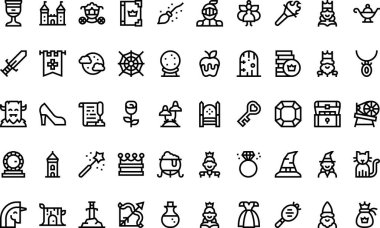 Peri masalı simgeleri Yüksek Kaliteli Vektör Simgeleri Koleksiyonu Düzenlenebilir Vuruşlu. Profesyonel ve Yaratıcı Projeler için ideal