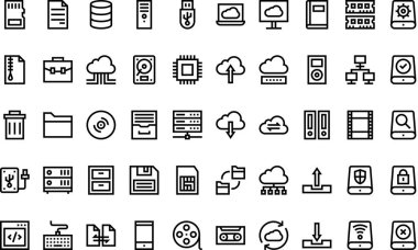 Data storage icons High-Quality Vector Icons Collection with Editable Stroke. Ideal for Professional and Creative Projects. clipart