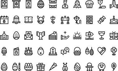 Paskalya Günü simgeleri Yüksek Kaliteli Vektör Simgeleri Koleksiyonu Düzenlenebilir Vuruşlu. Profesyonel ve Yaratıcı Projeler için ideal.