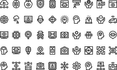Düzenlenebilir Vuruşlu Yapay Zeka Simgeleri Yüksek Kaliteli Vektör Simgeleri Koleksiyonu. Profesyonel ve Yaratıcı Projeler için ideal.