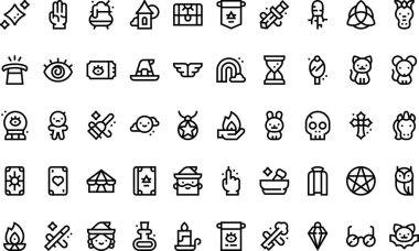 Düzenlenebilir Vuruşlu Sihirli Simgeler Yüksek Kaliteli Vektör Simgeleri Koleksiyonu. Profesyonel ve Yaratıcı Projeler için ideal.