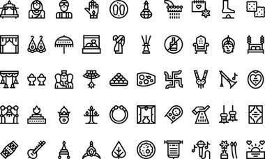 Düzenlenebilir Vuruşlu Hindu düğün ikonları Yüksek Kaliteli Vektör Simgeleri Koleksiyonu. Profesyonel ve Yaratıcı Projeler için ideal.