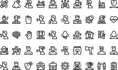 Coronavirus belirtileri Yüksek Kalite Vektör Simgesi Koleksiyonunu Düzenlenebilir Vuruşla simgeler. Profesyonel ve Yaratıcı Projeler için ideal.