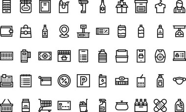 Supermarket icons High-Quality Vector Icons Collection with Editable Stroke. Ideal for Professional and Creative Projects. clipart