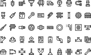 Tesisatçı Simgeleri Düzenlenebilir Vuruşlarla Yüksek Kalite Vektör Simgeleri Koleksiyonu. Profesyonel ve Yaratıcı Projeler için ideal