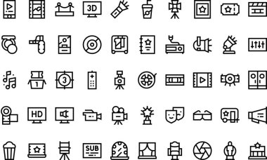 Düzenlenebilir Vuruşlu Sinema Simgeleri Yüksek Kaliteli Vektör Simgeleri Koleksiyonu. Profesyonel ve Yaratıcı Projeler için ideal