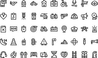 Acil servis simgeleri: Düzenlenebilir Vuruşlu Yüksek Kalite Vektör Simgeleri Koleksiyonu. Profesyonel ve Yaratıcı Projeler için ideal.
