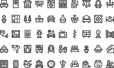 Düzenlenebilir Vuruşlu Ev dekorasyonu simgeleri Yüksek Kaliteli Vektör Simgeleri Koleksiyonu. Profesyonel ve Yaratıcı Projeler için ideal.