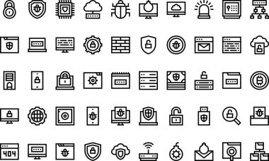 Hacker, Düzenlenebilir Vuruşla Yüksek Kaliteli Vektör Simgeleri Koleksiyonunu simgeler. Profesyonel ve Yaratıcı Projeler için ideal.