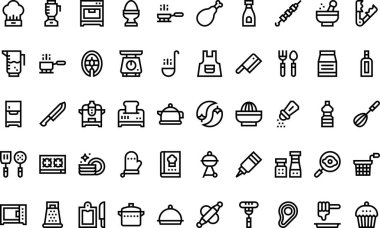 Düzenlenebilir Vuruşla Yüksek Kalite Vektör Simgeleri Koleksiyonu Pişiriliyor. Profesyonel ve Yaratıcı Projeler için ideal.