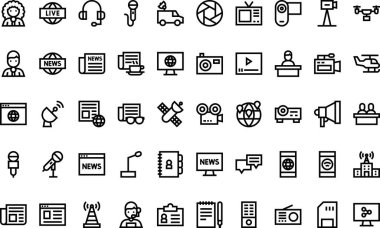 Düzenlenebilir Vuruşlu Haber Simgeleri Yüksek Kalite Vektör Simgeleri Koleksiyonu. Profesyonel ve Yaratıcı Projeler için ideal.