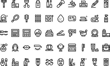 Güzellik simgeleri Yüksek Kaliteli Vektör Simgeleri Koleksiyonu Düzenlenebilir Vuruşlu. Profesyonel ve Yaratıcı Projeler için ideal