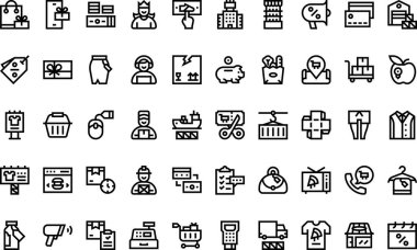 Düzenlenebilir Vuruş ile Yüksek Kalite Vektör Simgeleri Koleksiyonu Ticari simgeler. Profesyonel ve Yaratıcı Projeler için ideal.