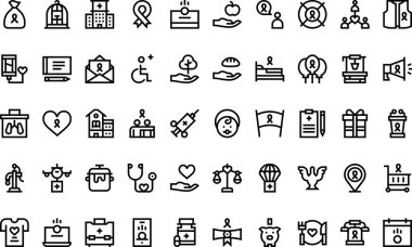 Charity simgeleri: Düzenlenebilir Vuruşlu Yüksek Kaliteli Vektör Simgeleri Koleksiyonu. Profesyonel ve Yaratıcı Projeler için ideal.