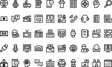 Düzenlenebilir Vuruşlu Röportaj Simgeleri Yüksek Kalite Vektör Simgeleri Koleksiyonu. Profesyonel ve Yaratıcı Projeler için ideal.