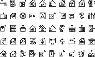 Düzenlenebilir Vuruşlu Smarthome simgeleri Yüksek Kalite Vektör Simgeleri Koleksiyonu. Profesyonel ve Yaratıcı Projeler için ideal
