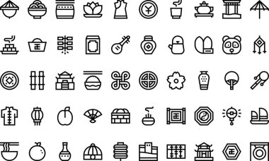 Çin, Düzenlenebilir Vuruşlarla Yüksek Kalite Vektör Simgeleri Koleksiyonunu simgeliyor. Profesyonel ve Yaratıcı Projeler için ideal.