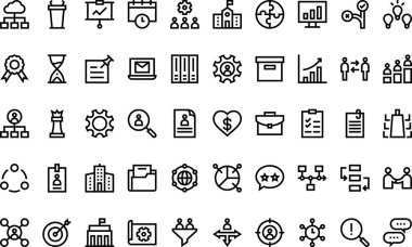 Organizasyon Yüksek Kaliteli Vektör Simgeleri Koleksiyonu Düzenlenebilir Vuruşla simgeleri. Profesyonel ve Yaratıcı Projeler için ideal