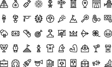 Başarı simgeleri: Düzenlenebilir Vuruşlu Yüksek Kalite Vektör Simgeleri Koleksiyonu. Profesyonel ve Yaratıcı Projeler için ideal