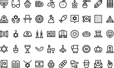 Yahudilik Yüksek Kaliteli Vektör Simgeleri Koleksiyonu ile Düzenlenebilir Vuruşlar simgesini simgeler. Profesyonel ve Yaratıcı Projeler için ideal