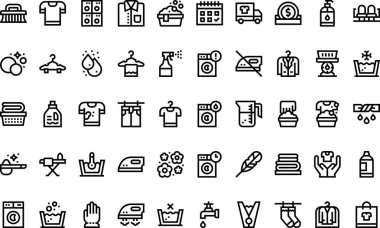 Düzenlenebilir Vuruşlu Çamaşır Simgeleri Yüksek Kalite Vektör Simgeleri Koleksiyonu. Profesyonel ve Yaratıcı Projeler için ideal