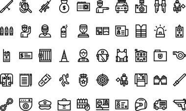 Polis Yüksek Kaliteli Vektör Simgeleri Koleksiyonunu Düzenlenebilir Vuruşla simgeledi. Profesyonel ve Yaratıcı Projeler için ideal.