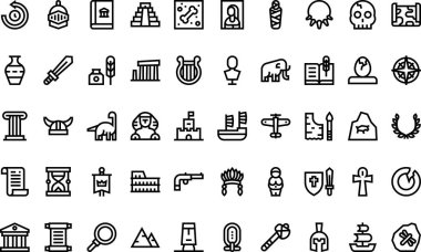 Tarih simgeleri: Düzenlenebilir Vuruşlu Yüksek Kalite Vektör Simgeleri Koleksiyonu. Profesyonel ve Yaratıcı Projeler için ideal.