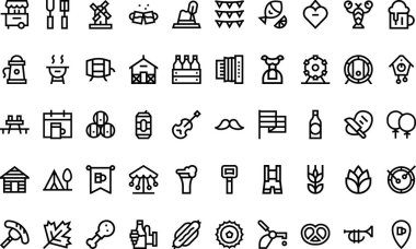 Oktoberfest simgeleri Düzenlenebilir Vuruşlu Yüksek Kalite Vektör Simgeleri Koleksiyonu. Profesyonel ve Yaratıcı Projeler için ideal