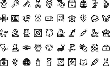 Düzenlenebilir Vuruşlu Veteriner Simgeleri Yüksek Kaliteli Vektör Simgeleri Koleksiyonu. Profesyonel ve Yaratıcı Projeler için ideal.