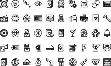 Kumarhane simgeleri Yüksek Kaliteli Vektör Simgeleri Koleksiyonu Düzenlenebilir Darbe ile. Profesyonel ve Yaratıcı Projeler için ideal
