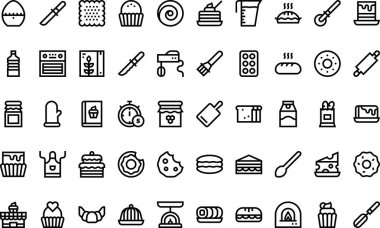 Fırın simgeleri Yüksek Kaliteli Vektör Simgeleri Koleksiyonu Düzenlenebilir Vuruşlu. Profesyonel ve Yaratıcı Projeler için ideal