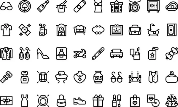 Düzenlenebilir Vuruşla Yüksek Kalite Vektör Simgeleri Koleksiyonu 'nun lüks mağaza simgeleri. Profesyonel ve Yaratıcı Projeler için ideal