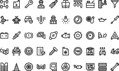 Araba tamiri simgeleri Yüksek Kaliteli Vektör Simgeleri Koleksiyonu Düzenlenebilir Darbe ile. Profesyonel ve Yaratıcı Projeler için ideal