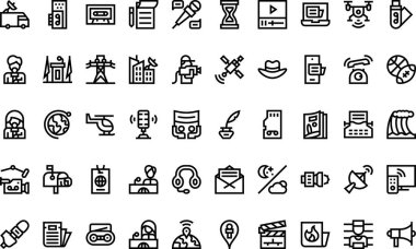 Düzenlenebilir Vuruşlu Haber Simgeleri Yüksek Kalite Vektör Simgeleri Koleksiyonu. Profesyonel ve Yaratıcı Projeler için ideal