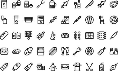 Düzenlenebilir Vuruşlu Barbekü Simgeleri Yüksek Kaliteli Vektör Simgeleri Koleksiyonu. Profesyonel ve Yaratıcı Projeler için ideal.