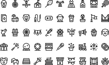 Düzenlenebilir Vuruşlu Sirk Simgeleri Yüksek Kaliteli Vektör Simgeleri Koleksiyonu. Profesyonel ve Yaratıcı Projeler için ideal