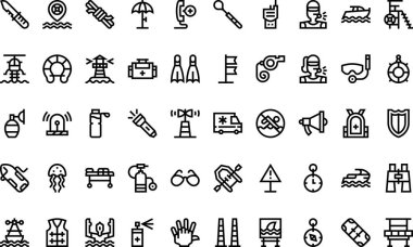 Düzenlenebilir Vuruşlu Cankurtaran Simgeleri Yüksek Kalite Vektör Simgeleri Koleksiyonu. Profesyonel ve Yaratıcı Projeler için ideal.