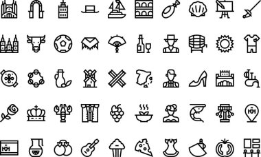 İspanya Yüksek Kaliteli Vektör Simgeleri Koleksiyonu Düzenlenebilir Vuruşla simgeleri. Profesyonel ve Yaratıcı Projeler için ideal.