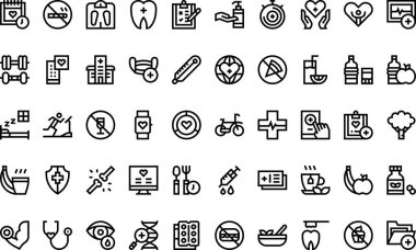 Düzenlenebilir Vuruşlu Sağlık Simgeleri Yüksek Kalite Vektör Simgeleri Koleksiyonu. Profesyonel ve Yaratıcı Projeler için ideal