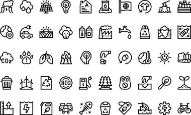 Ekoloji simgeleri: Düzenlenebilir Vuruşlu Yüksek Kalite Vektör Simgeleri Koleksiyonu. Profesyonel ve Yaratıcı Projeler için ideal.