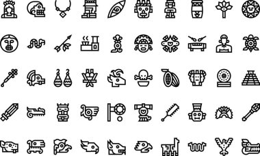 Düzenlenebilir Vuruşlu Aztek simgeleri Yüksek Kalite Vektör Simgeleri Koleksiyonu. Profesyonel ve Yaratıcı Projeler için ideal