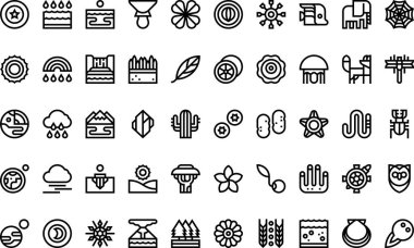 Doğa simgeleri Yüksek Kaliteli Vektör Simgeleri Koleksiyonu Düzenlenebilir Vuruşlu. Profesyonel ve Yaratıcı Projeler için ideal