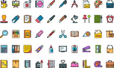 Kırtasiye simgeleri Düzenlenebilir Vuruşlu Yüksek Kalite Vektör Simgeleri Koleksiyonu. Profesyonel ve Yaratıcı Projeler için ideal.