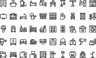 Düzenlenebilir Vuruşlu Ev eşyaları Yüksek Kalite Vektör Simgeleri Koleksiyonu simgeleri. Profesyonel ve Yaratıcı Projeler için ideal.