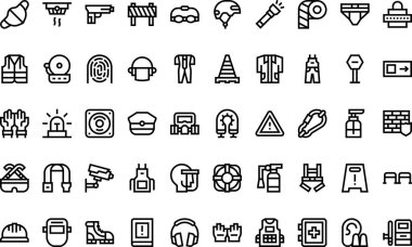 İş güvenliği simgeleri: Düzenlenebilir Vuruşlu Yüksek Kalite Vektör Simgeleri Koleksiyonu. Profesyonel ve Yaratıcı Projeler için ideal.