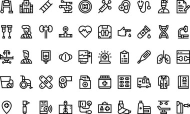 Hastane simgeleri Yüksek Kaliteli Vektör Simgeleri Düzenlenebilir Darbe Koleksiyonu. Profesyonel ve Yaratıcı Projeler için ideal.
