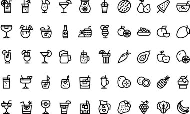 Yaz yemekleri ve içecekler Yüksek Kaliteli Vektör Simgeleri Koleksiyonu ve Düzenlenebilir Darbe. Profesyonel ve Yaratıcı Projeler için ideal.