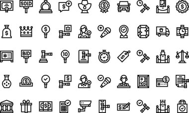 Auction icons High-Quality Vector Icons Collection with Editable Stroke. Ideal for Professional and Creative Projects. clipart