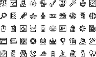 İslami yeni yıl simgeleri Yüksek Kalite Vektör Simgesi Koleksiyonu ve Düzenlenebilir Vuruşlar. Profesyonel ve Yaratıcı Projeler için ideal.